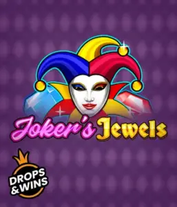 Experience the vibrant world of the Joker's Jewels game by Pragmatic Play, featuring a charming joker's mask adorned with a vivid jester hat. This graphic evokes the light-hearted fun of traditional joker games, set against a deep purple background. Perfect for fans of joker-themed slots, delivering a thrilling play experience. 